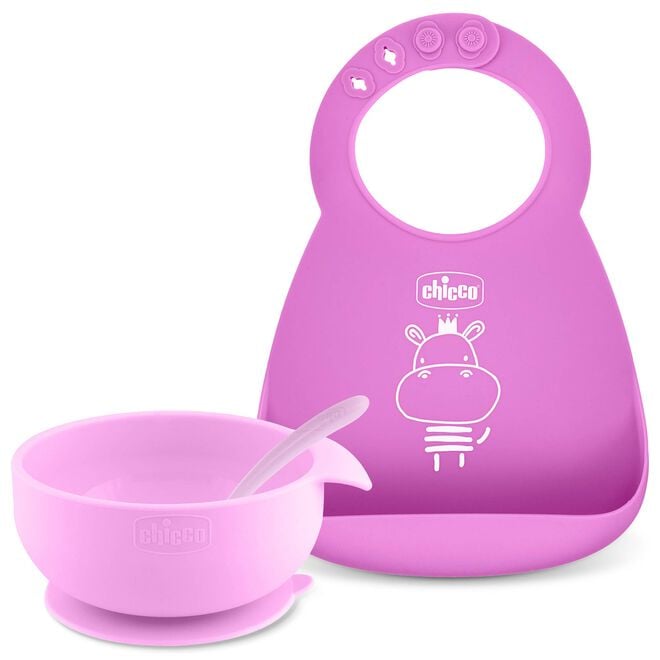 Chicco Easy Start Silicone Feeding Gift Set in Pink image number 0