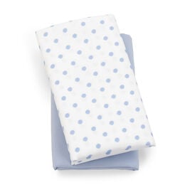 Lullaby Playard Fitted Sheet, 2-Pack - Blue Dot in Blue Dot