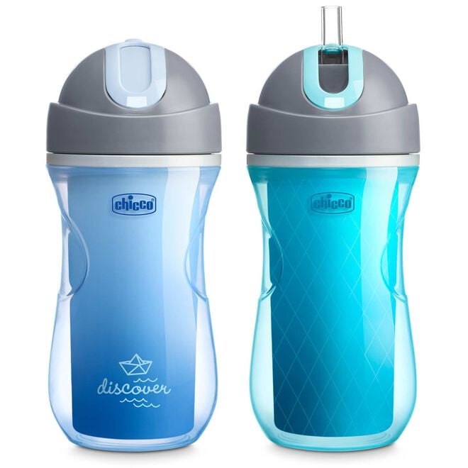 Chicco Insulated Flip-Top Straw Cup in Discover Blue/Teal image number 0