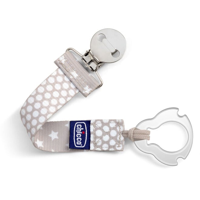 Chicco Universal Two-in-One Fashion Pacifier Clip in Grey image number 0