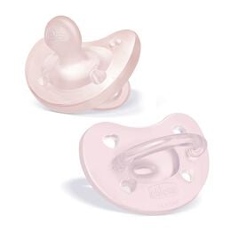 Chicco PhysioForma Silicone Pacifier in Soft Pink 0-6m (2pc)