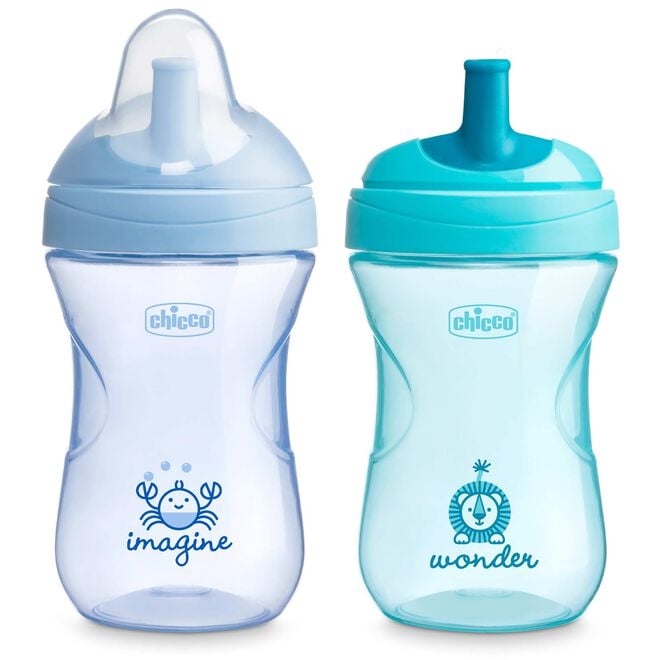 Chicco Sport Spout Trainer Sippy Cup 9oz. 9m+ (2pk) in Pale Blue/Teal image number 0