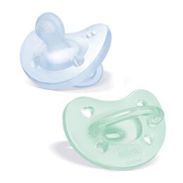 Chicco PhysioForma Silicone Pacifier in Light Blue/Green 0-6m (2pc)