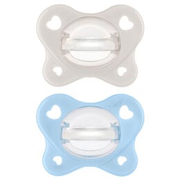 Chicco PhysioForma Dual Soft Silicone Pacifier in Pearl/Sky 2-6m 2pc