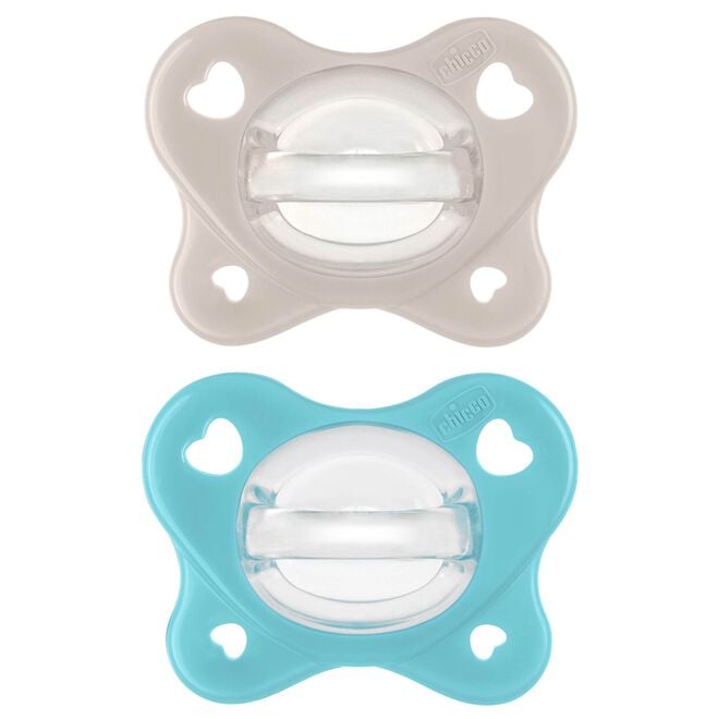 Chicco PhysioForma Dual Soft Silicone Pacifier 6-16m (2pc) in Grey/Ultramarine image number 0