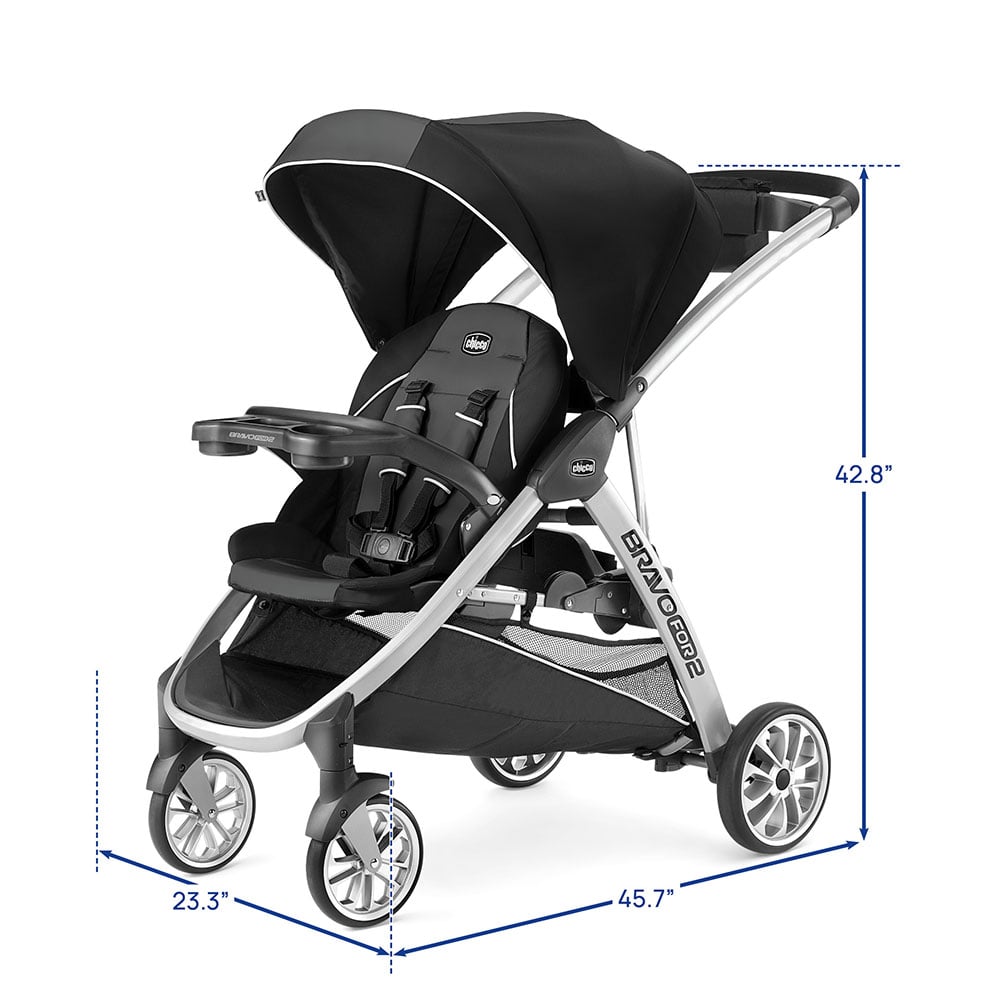 Chicco BravoFor2 Stroller dimensions image